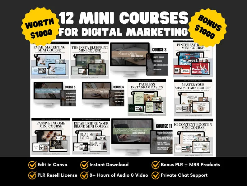 12 Mini Courses with Resell Rights