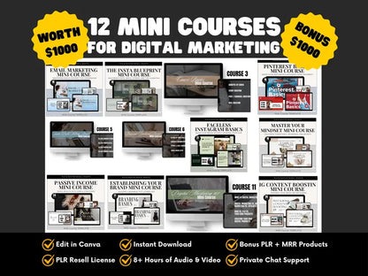 12 Mini Courses with Resell Rights